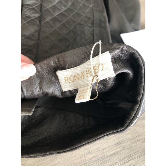 Ronny Kobo Mahogany Leather Quilted Gia Skirt - XS - Picture 2 of 4